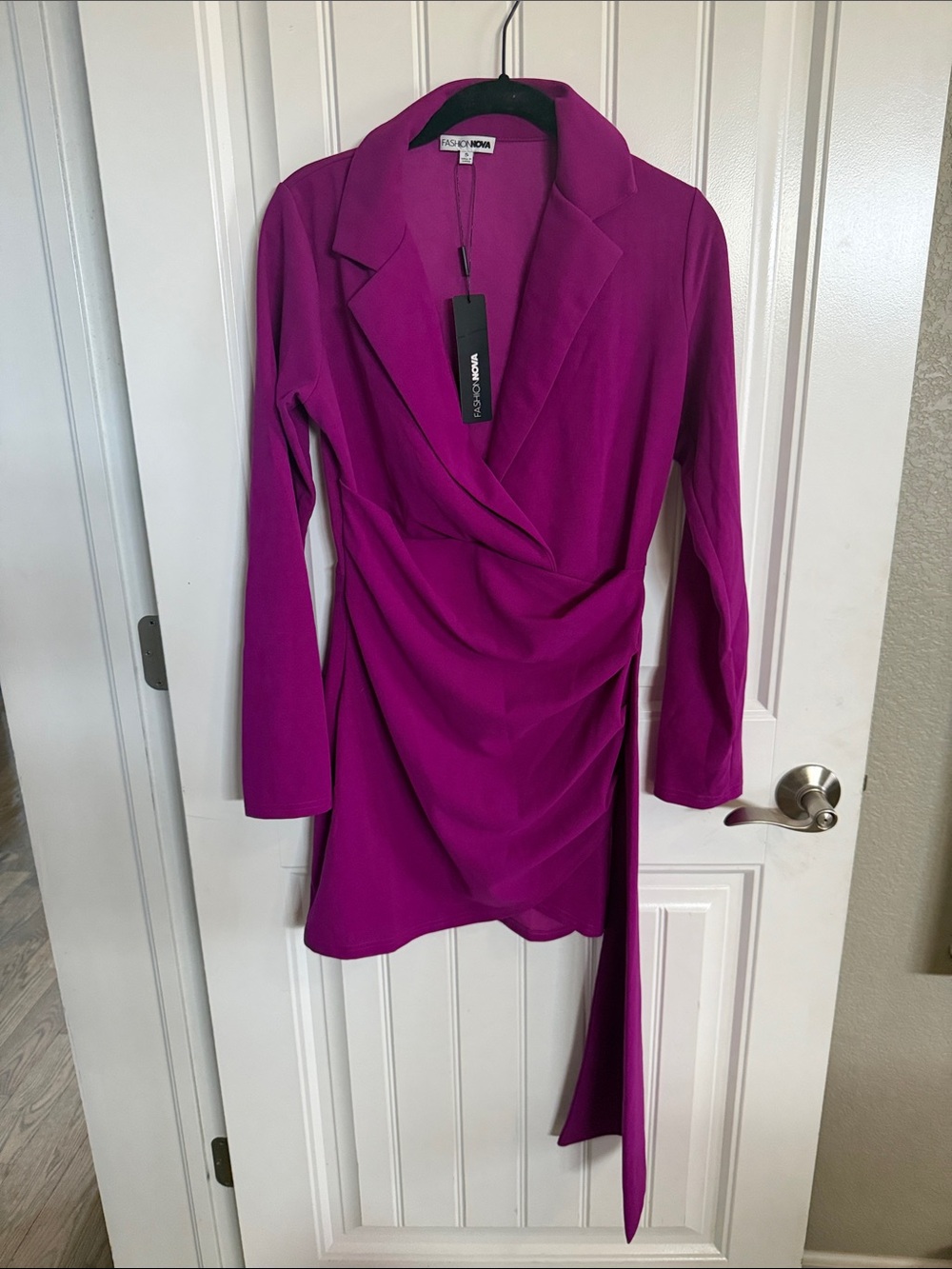 Fashion Nova Magenta Wrap Blazer Dress